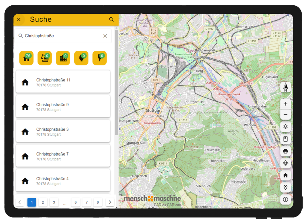 MapEdit Mobile auf dem Tablet