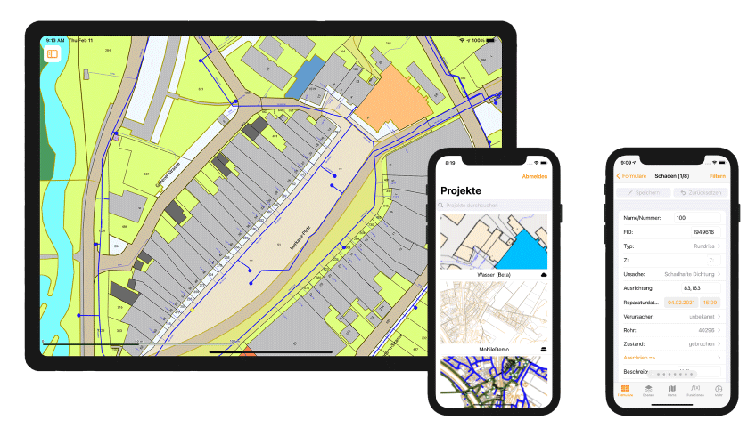 MapEdit Mobile auf Smartphone und Tablet