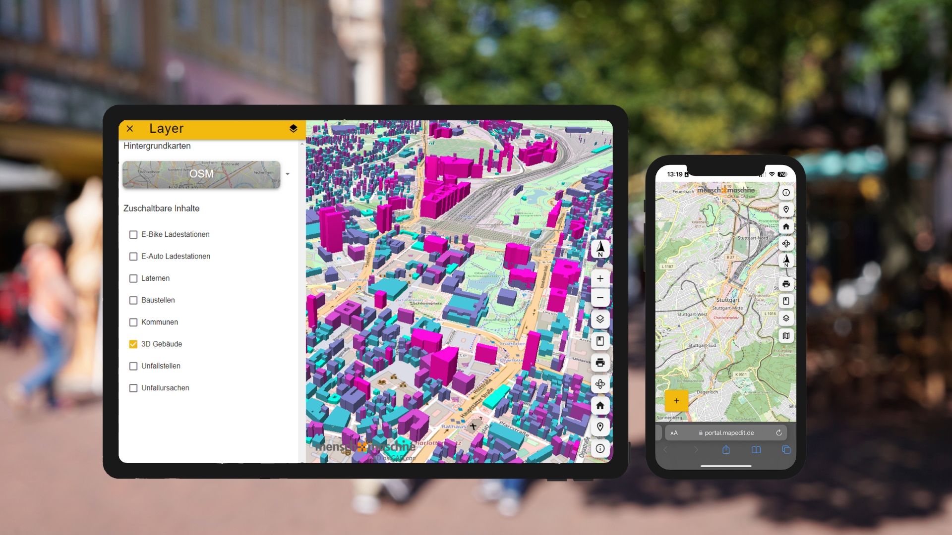 MapEdit Portal auf Smartphone und Tablet
